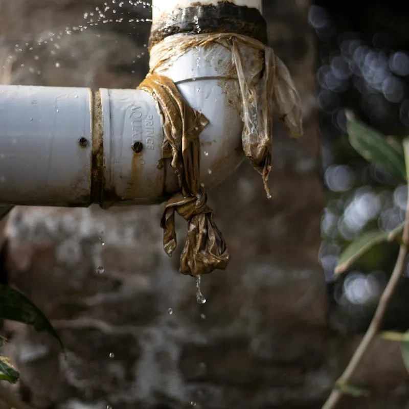 Leaking pipe fitting being repaired